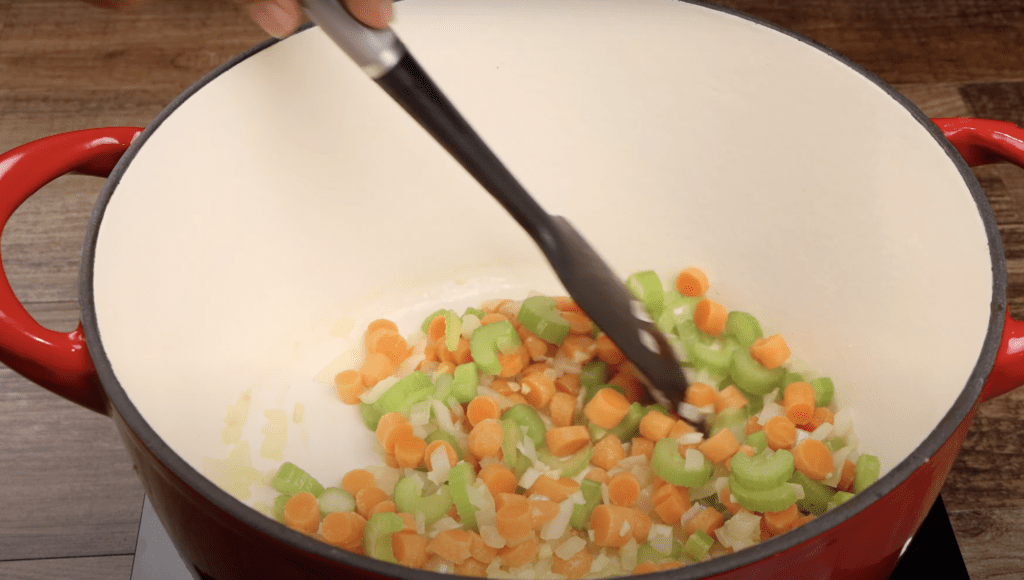 celery, onion, carrots and garlic